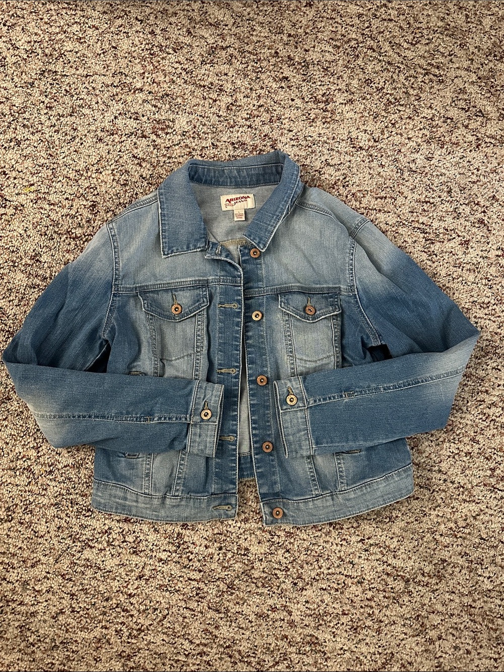 Y2K Arizona Jean Co Denim Jean Jacket w/ Bandana Paisley Patchwork on Back
